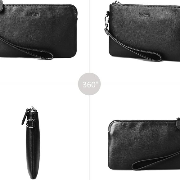 Genuine Leather Wristlet Clutch for Women with Card Slots and Smartphone Pocket - Picture 7 of 8